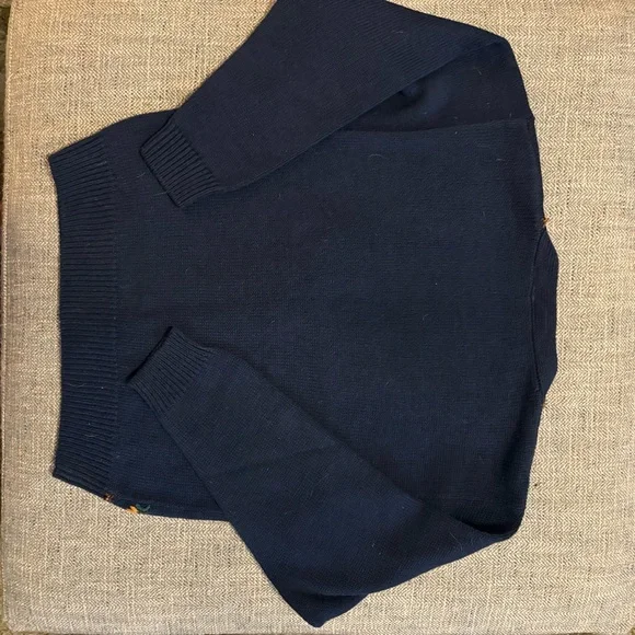 Huntington Ridge Embroidered Navy V-Neck Cardigan Sweater M - Picture 3 of 5